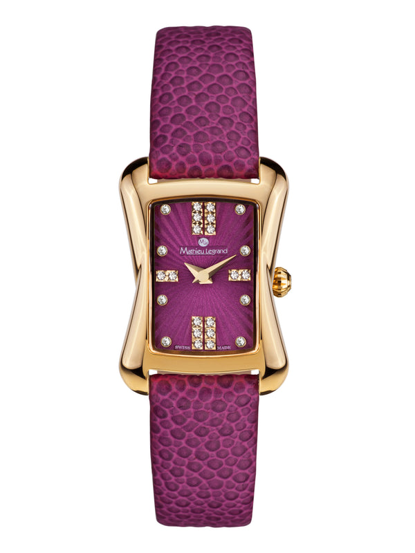 bracelet watches — Leather bracelet Papillon — Band — purple gold