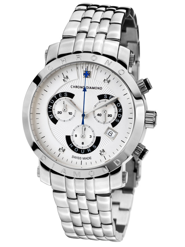 Automatic watches — Nestor — Chrono Diamond — steel silver