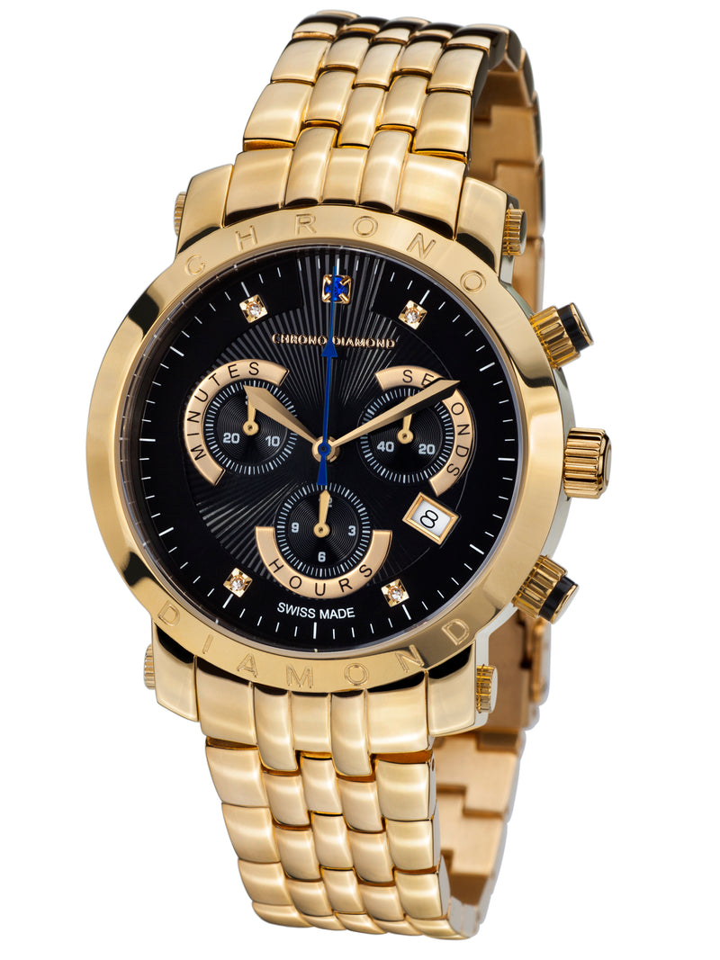 Automatic watches — Nestor — Chrono Diamond — gold IP black