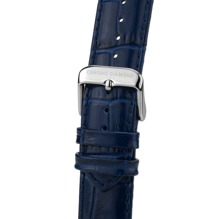 leather band Nestor — blue silver
