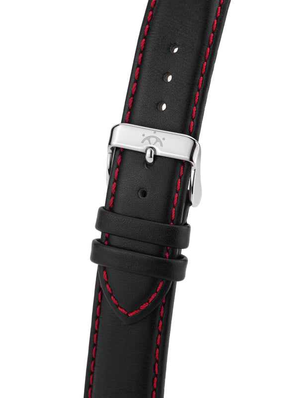 bracelet watches — Leather strap Air Fighter — Band — black red stitching silver