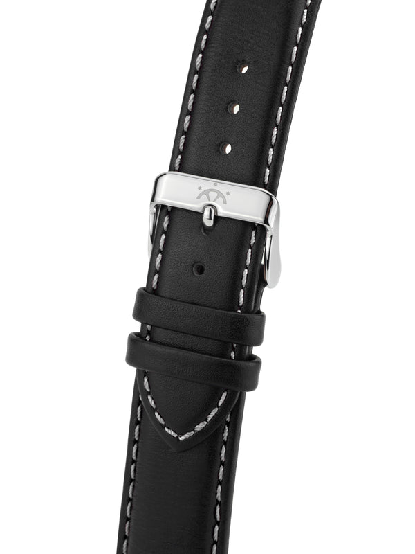 bracelet watches — Leather strap Air Fighter — Band — black white stitching silver