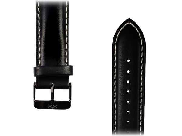 bracelet watches — Leather strap Conqueror — Band — black white stitching black