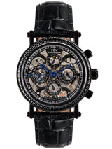 bracelet watches — Leather strap Skeleton — Band — black black
