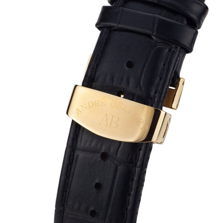leather band Royal Date — black gold