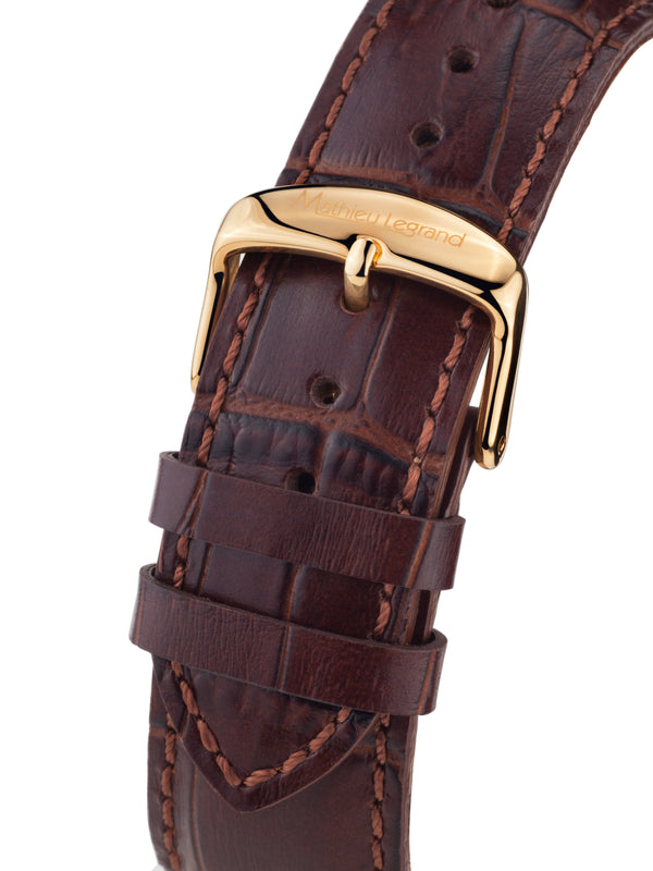 bracelet watches — Leather strap Dodécagone — Band — brown gold