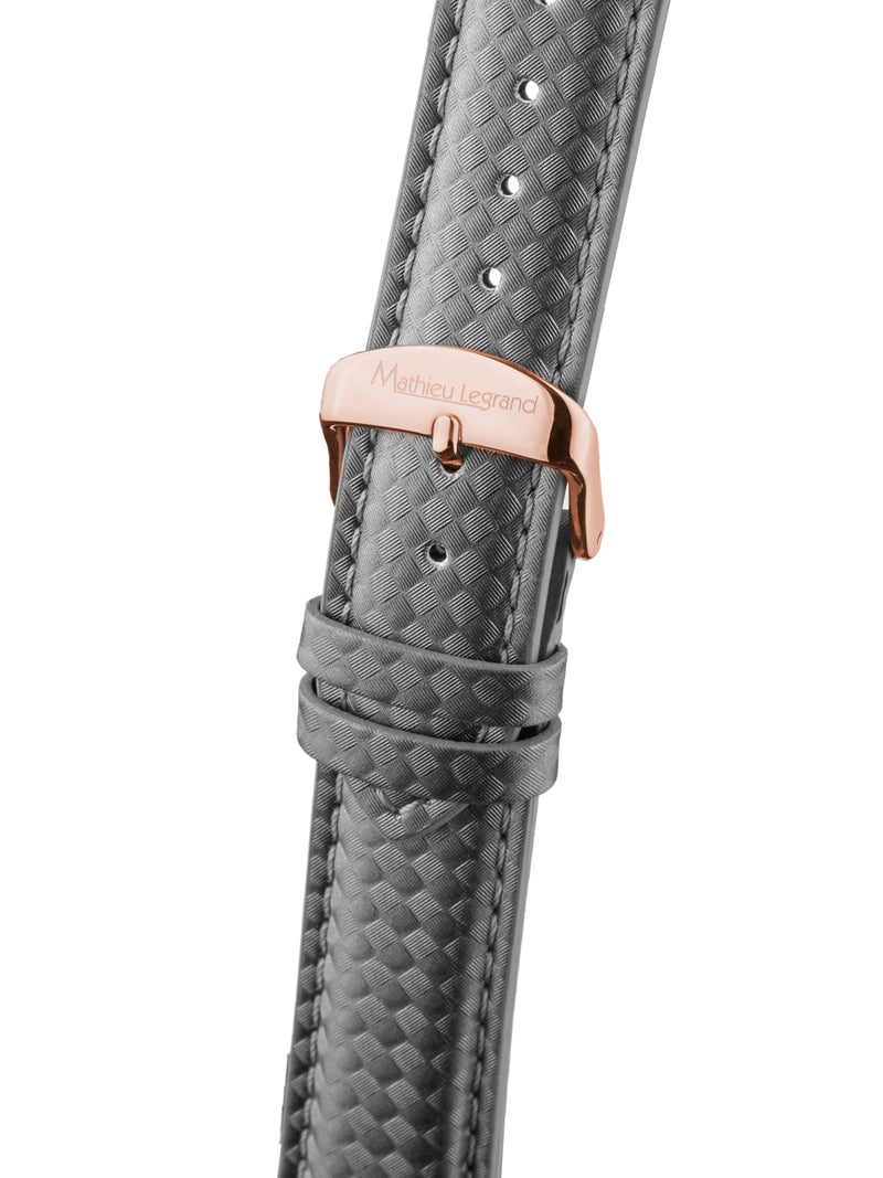 bracelet watches — Leather strap Tournante — Band — grey rose gold