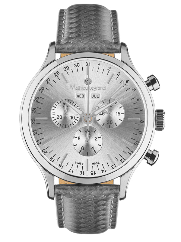 bracelet watches — Leather strap Tournante — Band — grey silver