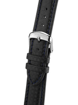 bracelet watches — Leather strap Tournante — Band — blue black decorative stitching silver