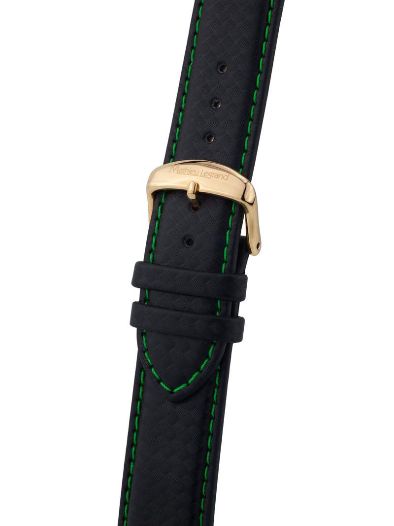 bracelet watches — Leather strap Grande Vitesse — Band — black green decorative stitching gold