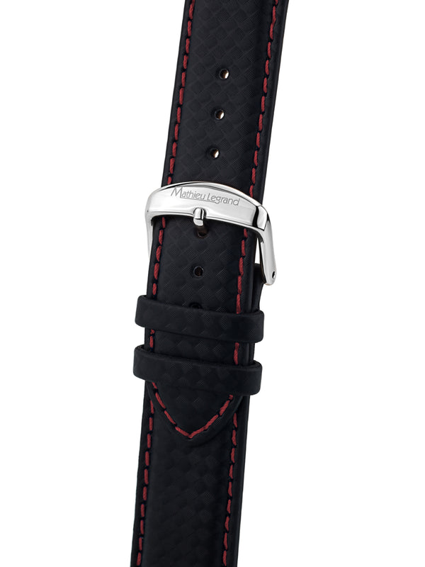 bracelet watches — Leather strap Grande Vitesse — Band — black red stitching silver