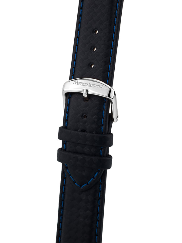 bracelet watches — Leather strap Grande Vitesse — Band — black blue decorative stitching silver