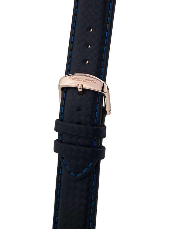 bracelet watches — Leather strap Grande Vitesse — Band — black blue decorative stitching rose gold