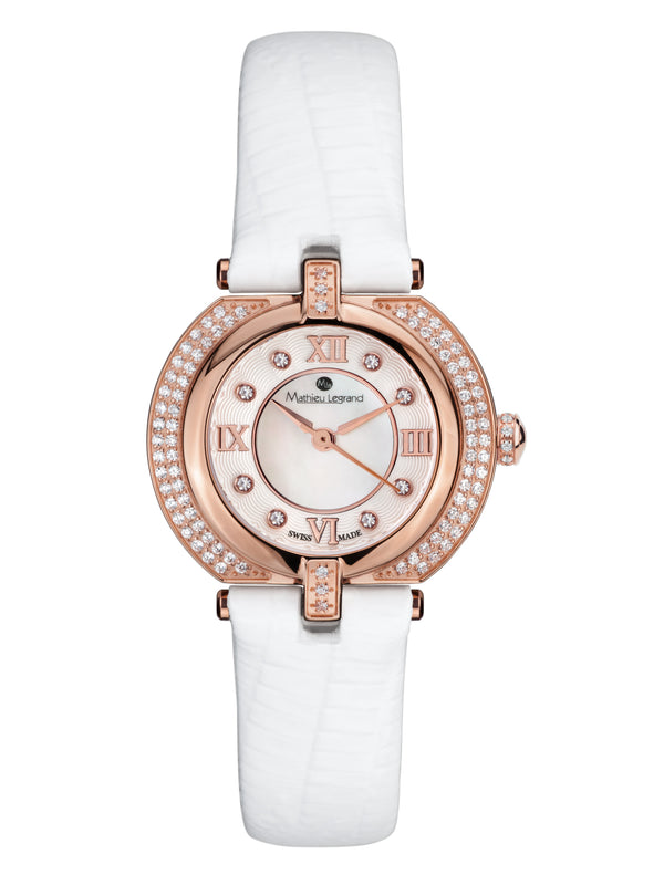bracelet watches — Leather bracelet Mille Cailloux — Band — white rose gold