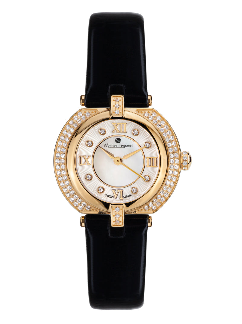 bracelet watches — Leather bracelet Mille Cailloux — Band — black gold