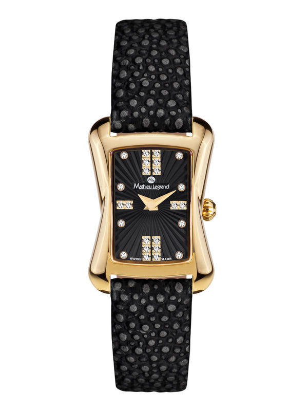bracelet watches — Leather bracelet Papillon — Band — black gold