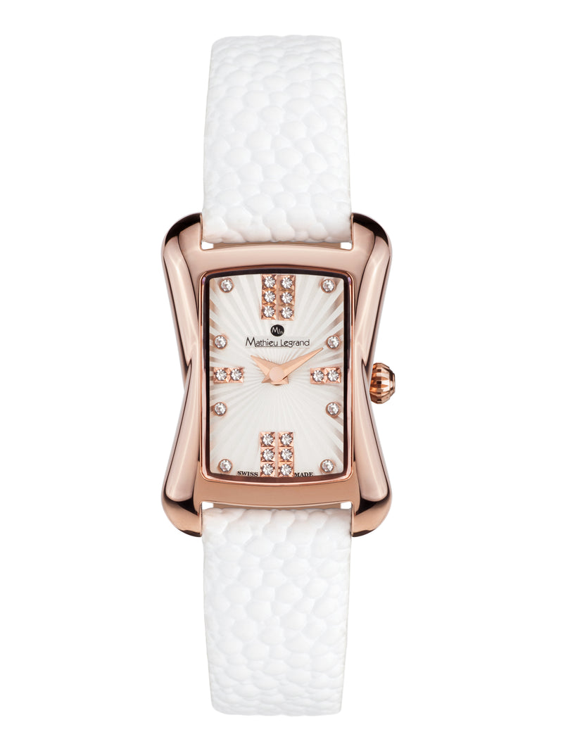 bracelet watches — Leather bracelet Papillon — Band — white rose gold