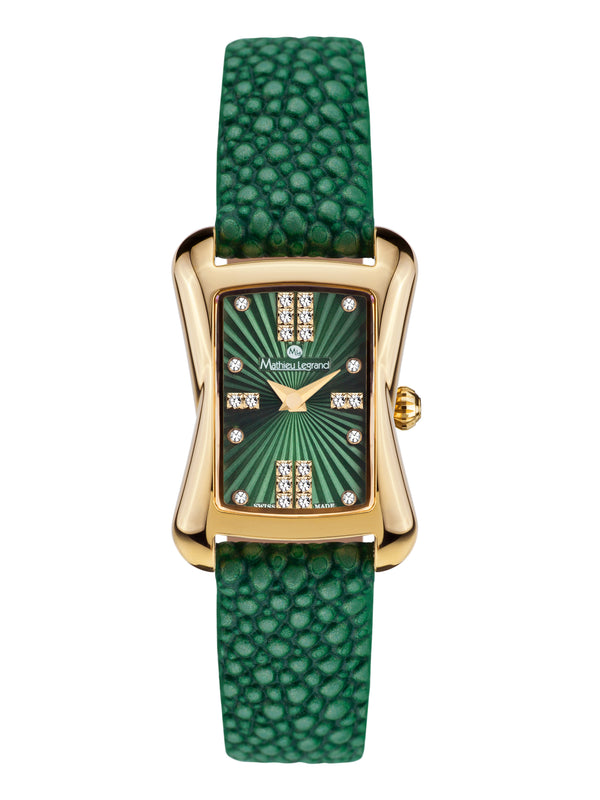 bracelet watches — Leather bracelet Papillon — Band — green gold