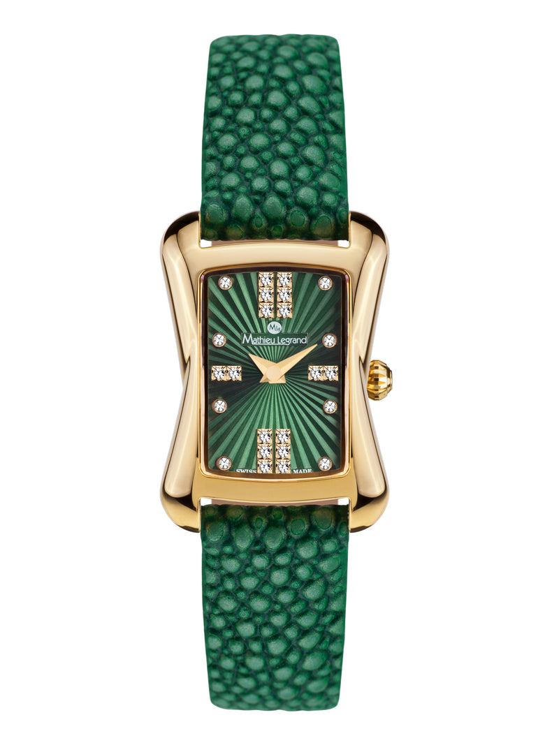 bracelet watches — Leather bracelet Papillon — Band — green gold