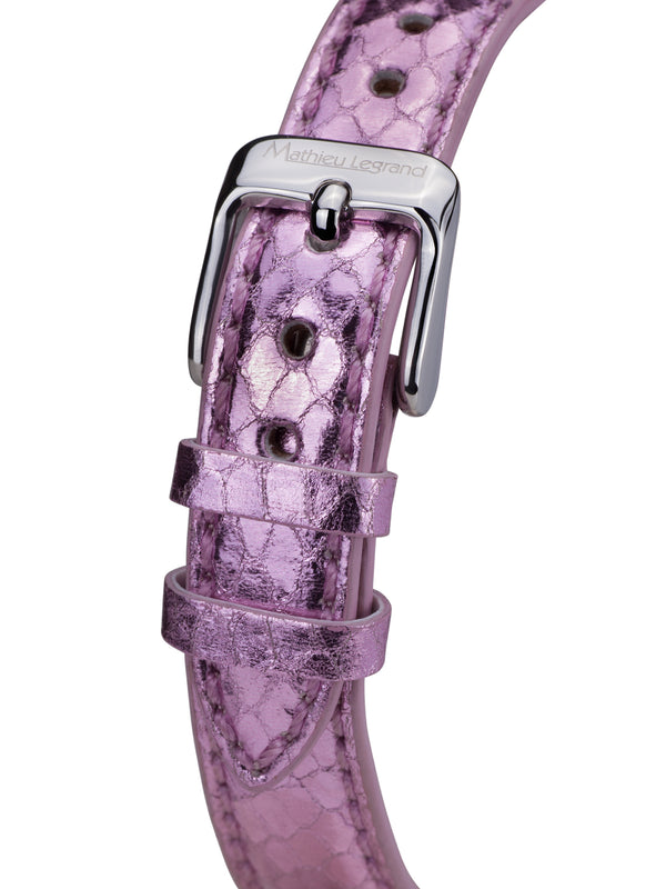 bracelet watches — Leather bracelet Fleurs Volantes — Band — purple silver