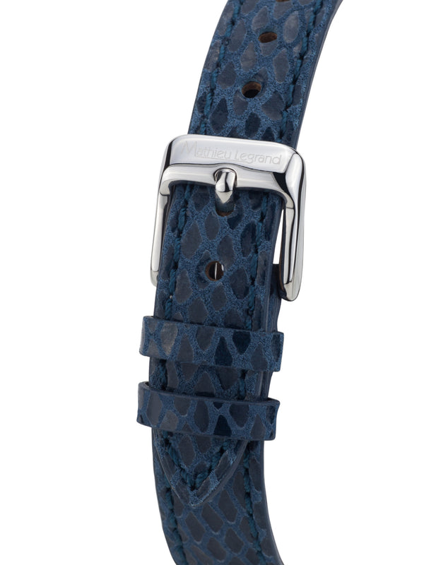 bracelet watches — Leather bracelet Fleurs Volantes — Band — dark blue silver