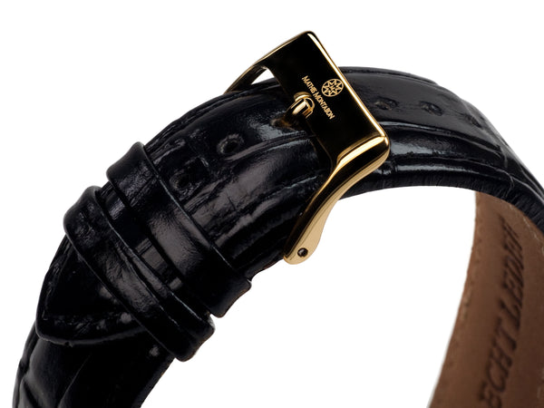 bracelet watches — Leather strap Squelette — Band — black gold