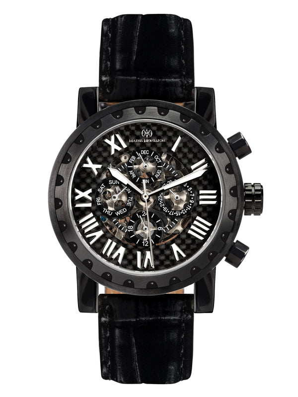 bracelet watches — Leather strap Squelette — Band — black black