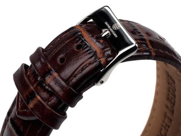 bracelet watches — Leather strap Squelette — Band — brown silver