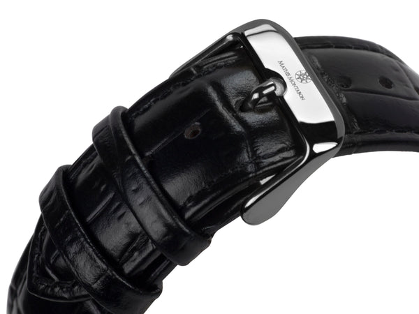 bracelet watches — Leather strap Retrograde — Band — black silver