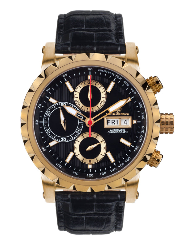 bracelet watches — Leather strap Le Chronographe — Band — black gold