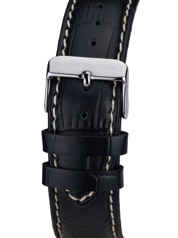 bracelet watches — Leather strap Aerotime — Band — black silver