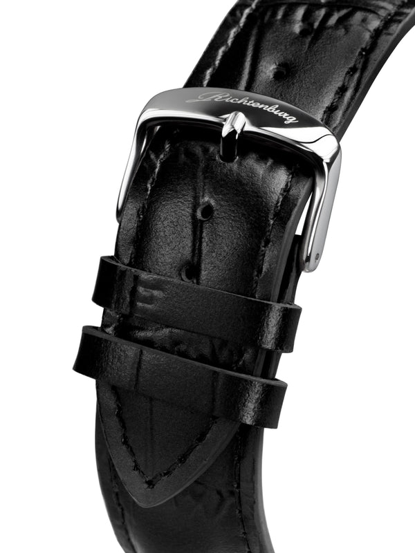 bracelet watches — Leather strap Lugano — Band — black silver